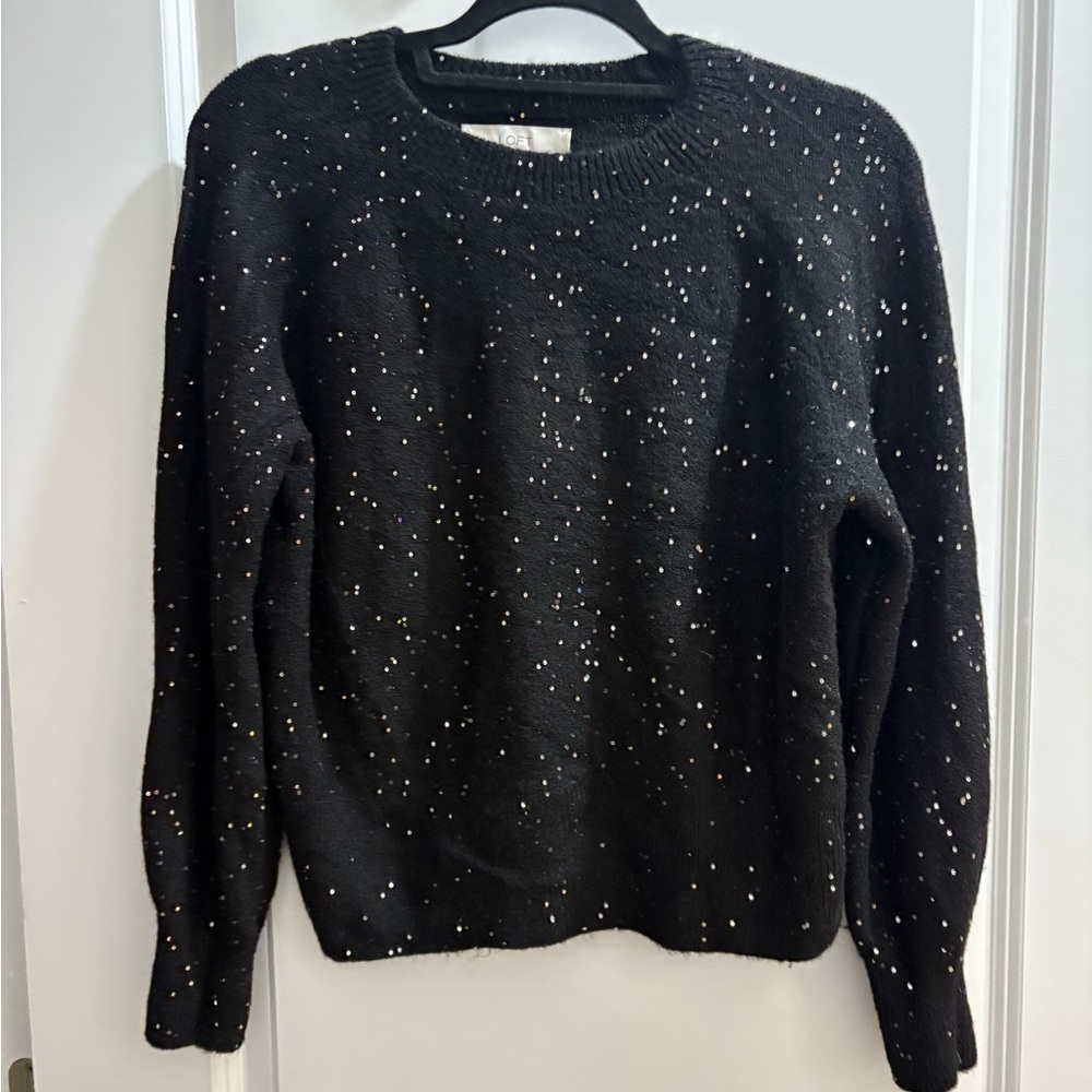 LOFT Black Sweater with Glitter Details